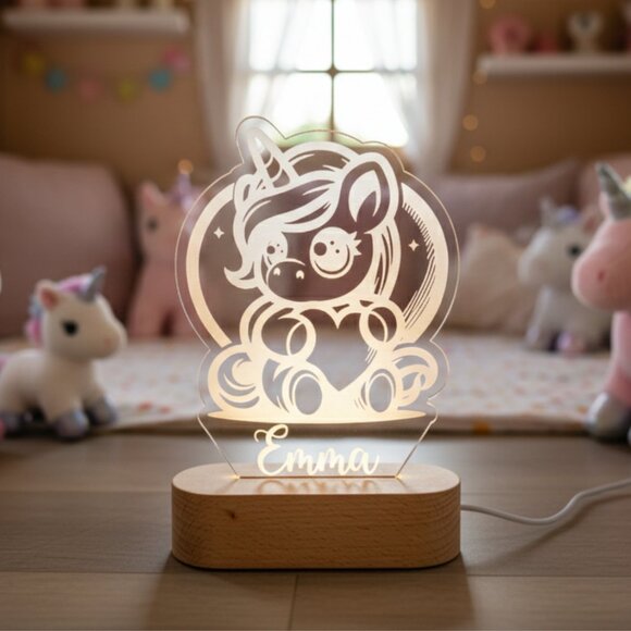 Personalized Unicorn Night Light – Custom LED Lamp for Kids Room - Picture 8 of 8